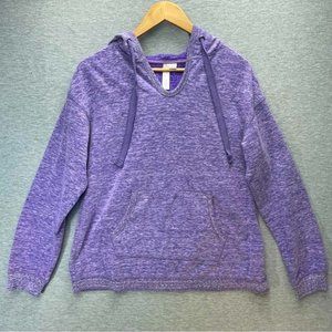 Green Tea Womens Heathered Purple Pullover Hoodie Size Large Long Sleeves